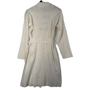 Izzue Cream Belted Knit Cardigan Embroidered Back Japanese streetwear sz M